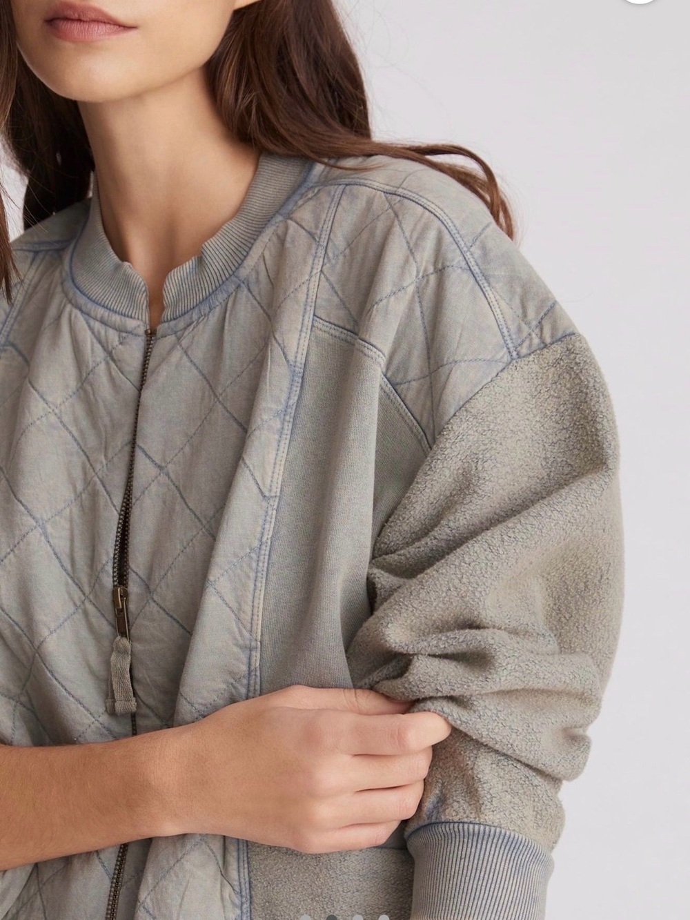 Anthropologie Pilcro Quilted Grey Bomber Jacket - Picture 3 of 11